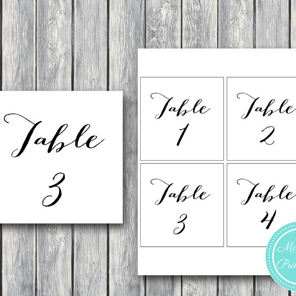 DOWNLOAD Printable Wedding Table Number Signs - Bride and Bows