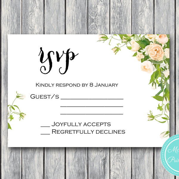 Peonies Wedding Invitation RSVP Card Matching RSVP - Bride & Bows