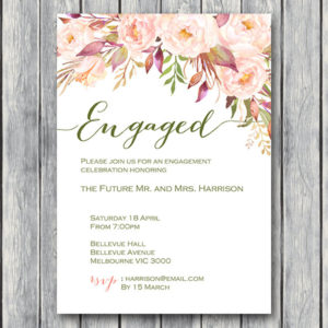 Personalized Pink Floral Engagement Party Invitation-Printable Invitation
