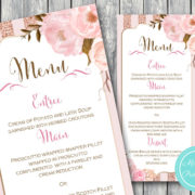 Personalized Rose Gold Wedding Menu-Custom Wedding Menu Printable 2