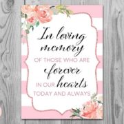 Rose Gold In Loving Memory Wedding Sign, In Loving Memory Sign