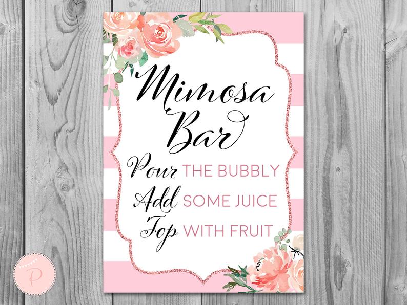 Rose Gold Mimosa Bar Sign
