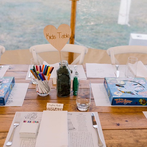 kids activity book for wedding table
