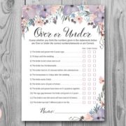 Purple and Lavender Florals Over or Under Game