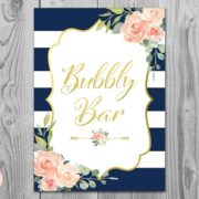 Navy and Gold Foil Bubbly Bar Sign