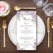 Purple Personalized Wedding Menu