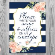 Navy and Gold Please Sign Name and Address on Envelope