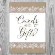 Burlap and Lace Cards and Gifts Download Sign