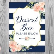 Blue and Gold Wedding Dessert Bar Printable Sign