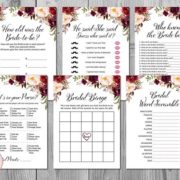 Marsala Floral Bridal Shower Games Package