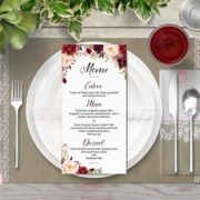 Marsala Floral Printable Wedding Menu digital