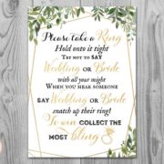 Greenery Dont Say Bride or Wedding shower Game