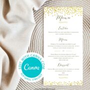 Editable Gold Wedding Menu Printable Instant Download