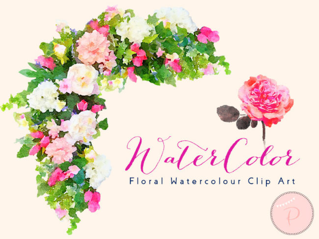 Watercolor Flower, Floral Clip art, Watercolor Floral Cliparts, PNG Clipart, floral Cliparts-wca14