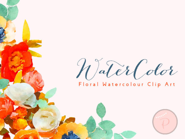 wca20 whimsical watercolor florals clipart