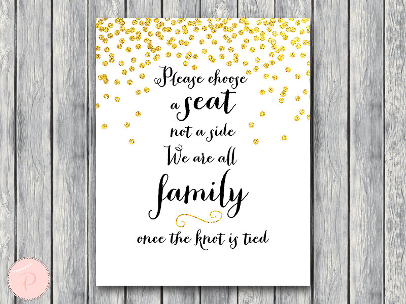 Pick A Seat Not A Side Wedding Sign | Wedding Decorations | Wedding Signs