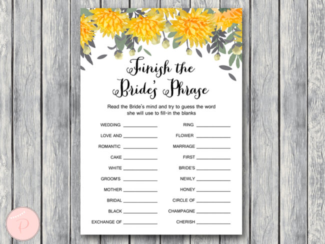 TH18-5x7-finish-brides-phrase-yellow-dandelion-wedding-bridal-shower-game