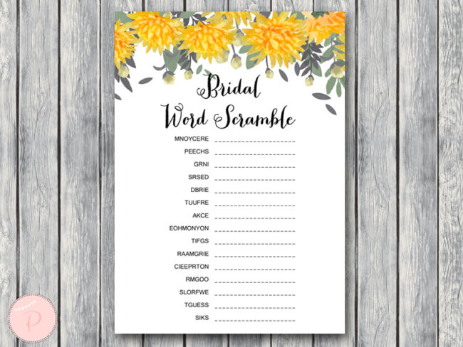 TH18-5x7-scramble-yellow-dandelion-wedding-bridal-shower-game