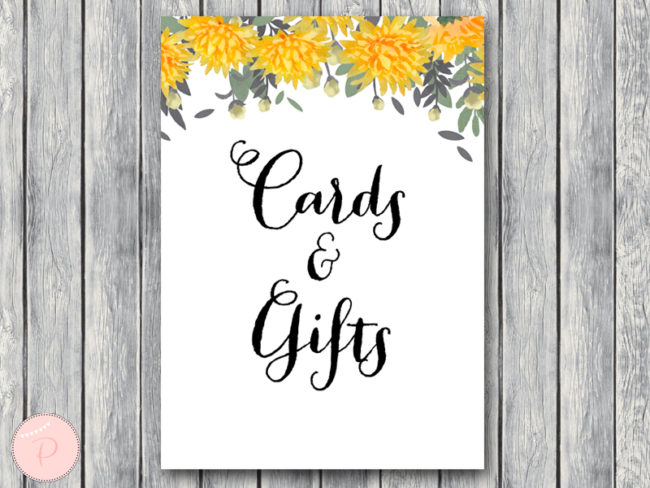 TH18-5x7-sign-cards-and-gifts-yellow-dandelion-wedding-bridal-shower-game