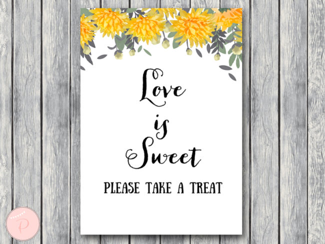 TH18-5x7-sign-love-is-sweet-yellow-dandelion-wedding-bridal-shower-game