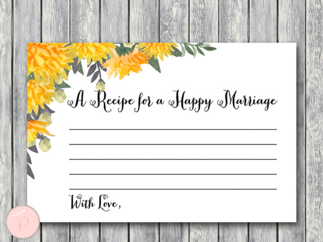 TH18-recipe-happy-marriage-yellow-dandelion-wedding-bridal-shower-game