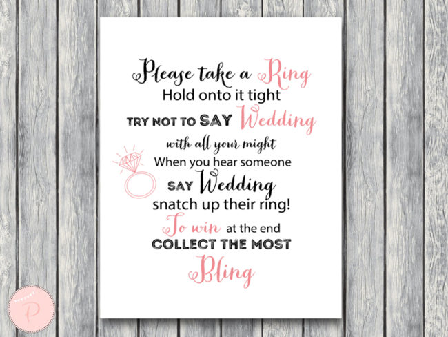 Don't Say Wedding Game pink bridal shower game th16