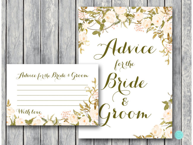 TH49- 6x4 advice-ivory-cream-flower-bridal-shower-games