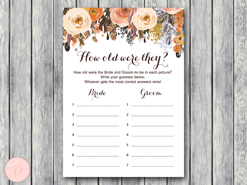 DOWNLOAD Fall Floral Wedding Bridal Shower Games