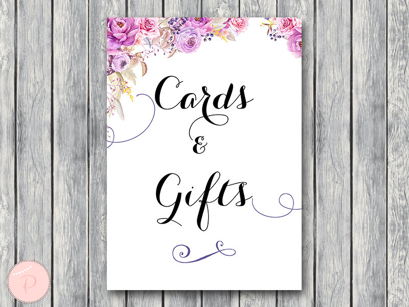 Purple Floral Wedding Signs