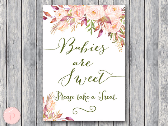 Boho Floral Babies are Sweet Treat Sign