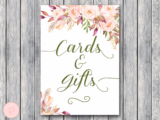 Boho Floral Cards and Gifts Sign Instant Download