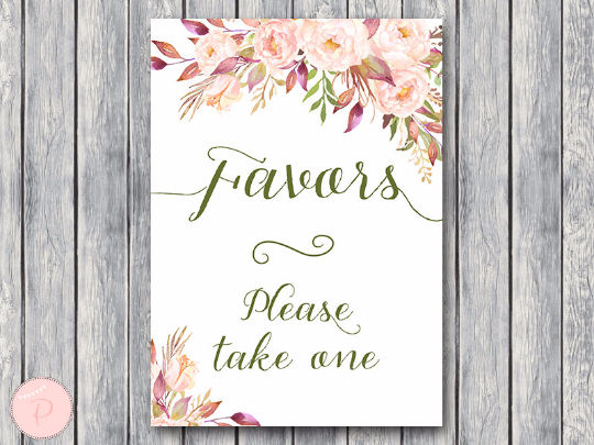 Boho Floral Favors Sign Instant Download