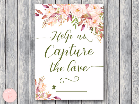 Boho Floral Help us capture the love Hashtag