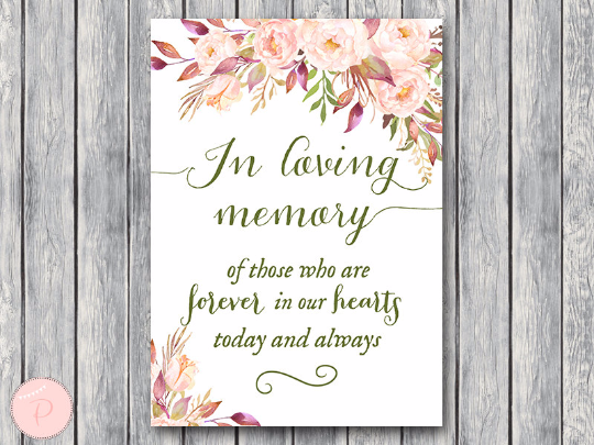 Boho Floral In Loving Memory Wedding Sign