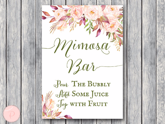 Boho Floral Mimosa Bar Sign