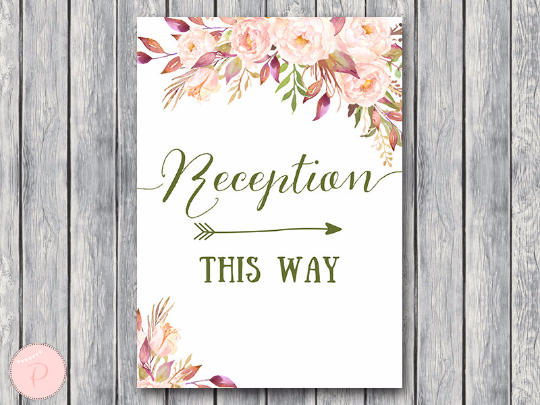 Boho Floral Reception Sign Instant Download