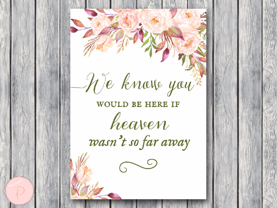 Boho Floral Remembrance Printable sign