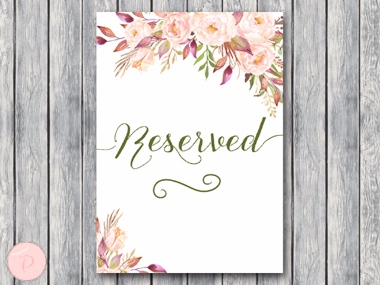 Boho Floral Reserved sign Instant Download