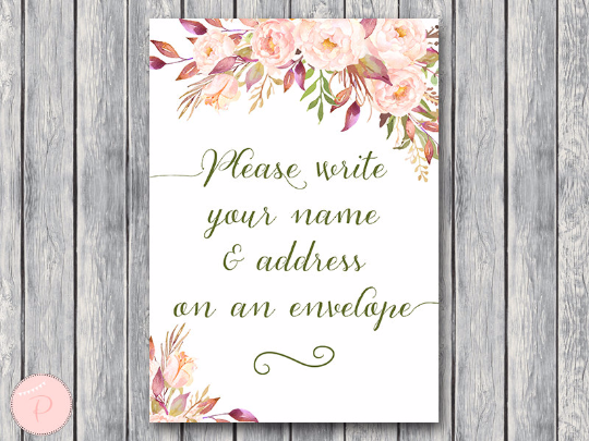 Boho Floral Wedding Thank you return address