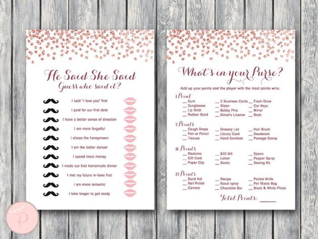 Rose Gold Bridal Shower Games Package 4