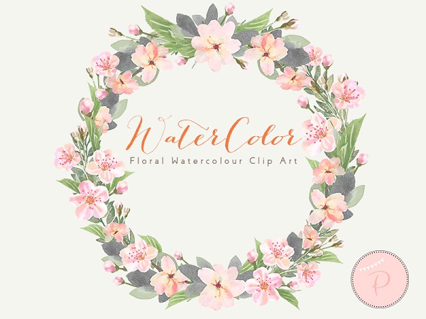 pink flower clipart watercolor