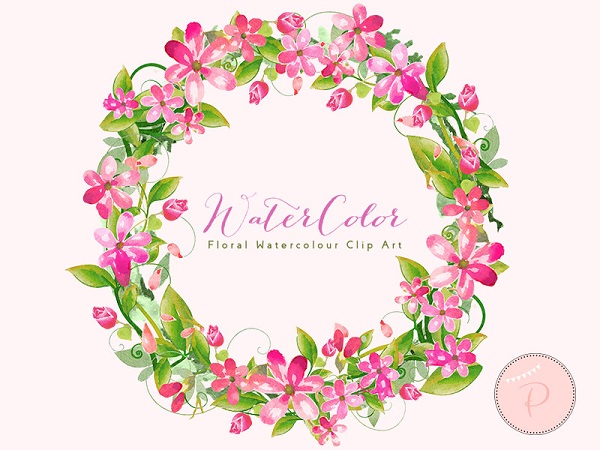 fairy pink flower clipart wreath