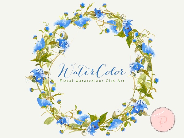 blue lily elegant flower clipart wreath