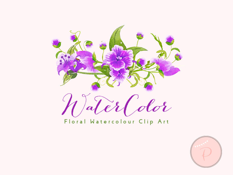 purple wedding flower wreath clipart