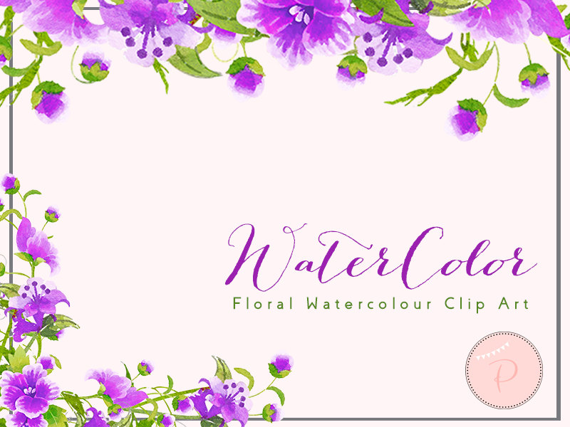 purple wedding flower wreath clipart
