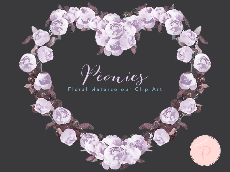 Watercolor Magenta Florals, Wedding Peonies Clip art 2